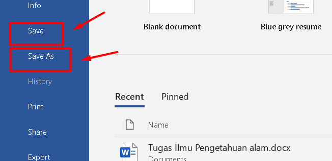 Cara menyimpan dokumen baru di Microsoft Word 