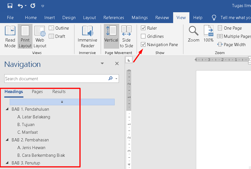 cara membuat daftar isi otomatis di Microsoft Word