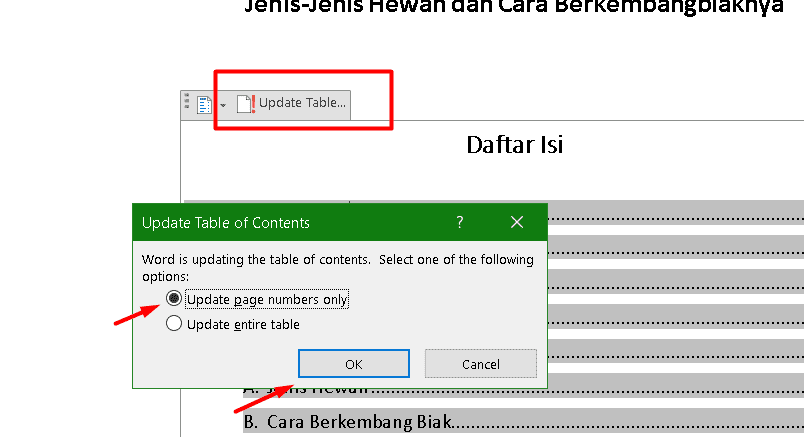 cara membuat daftar isi otomatis di Microsoft Word