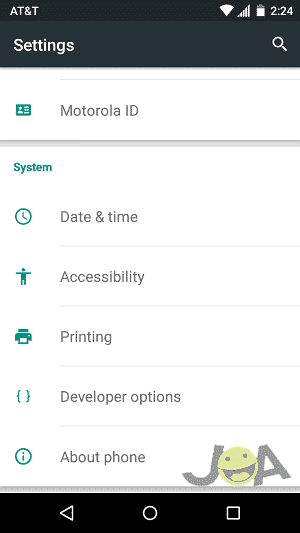 Ketuk "Opsi pengembang"